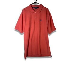 U.S. Polo Assn Mens Coral Polo Shirt Short Sleeve Blue Pony Logo Size LT